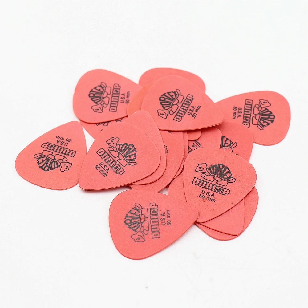 Pack de 50 púas para guitarra eléctrica estilo Dunlop (no original) — grosores 0,50 / 0,60 / 0,73 / 0,88 / 1,0 / 1,14 mm y Mix Size