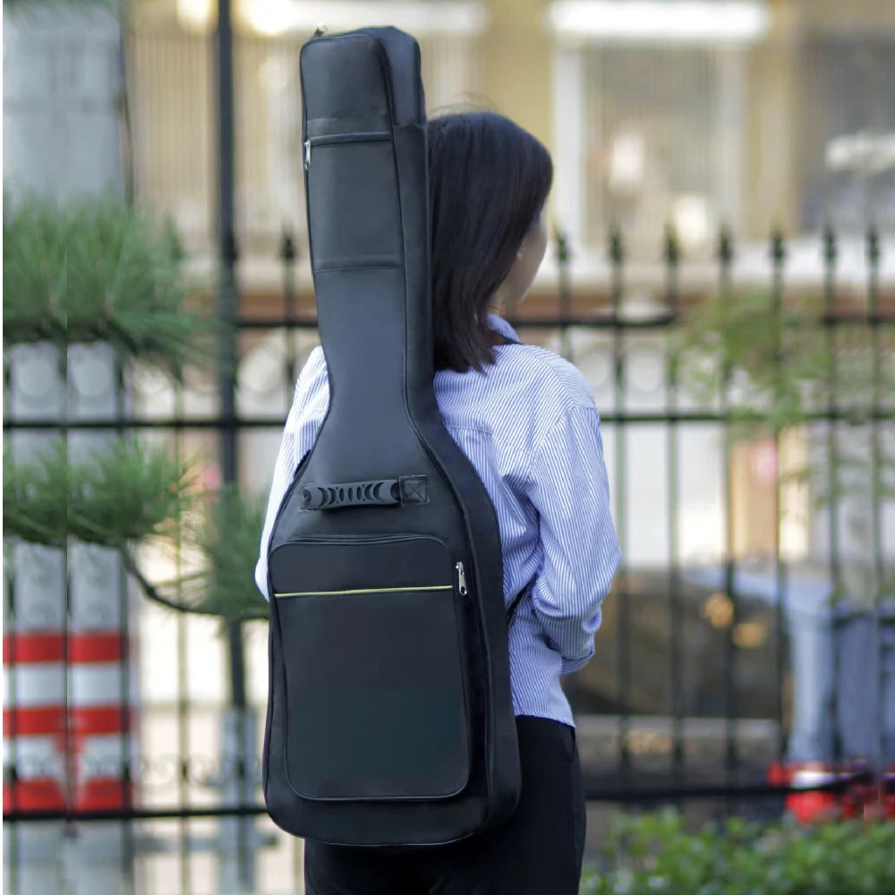 Funda acolchada para guitarra eléctrica, tela Oxford impermeable negra con doble correa