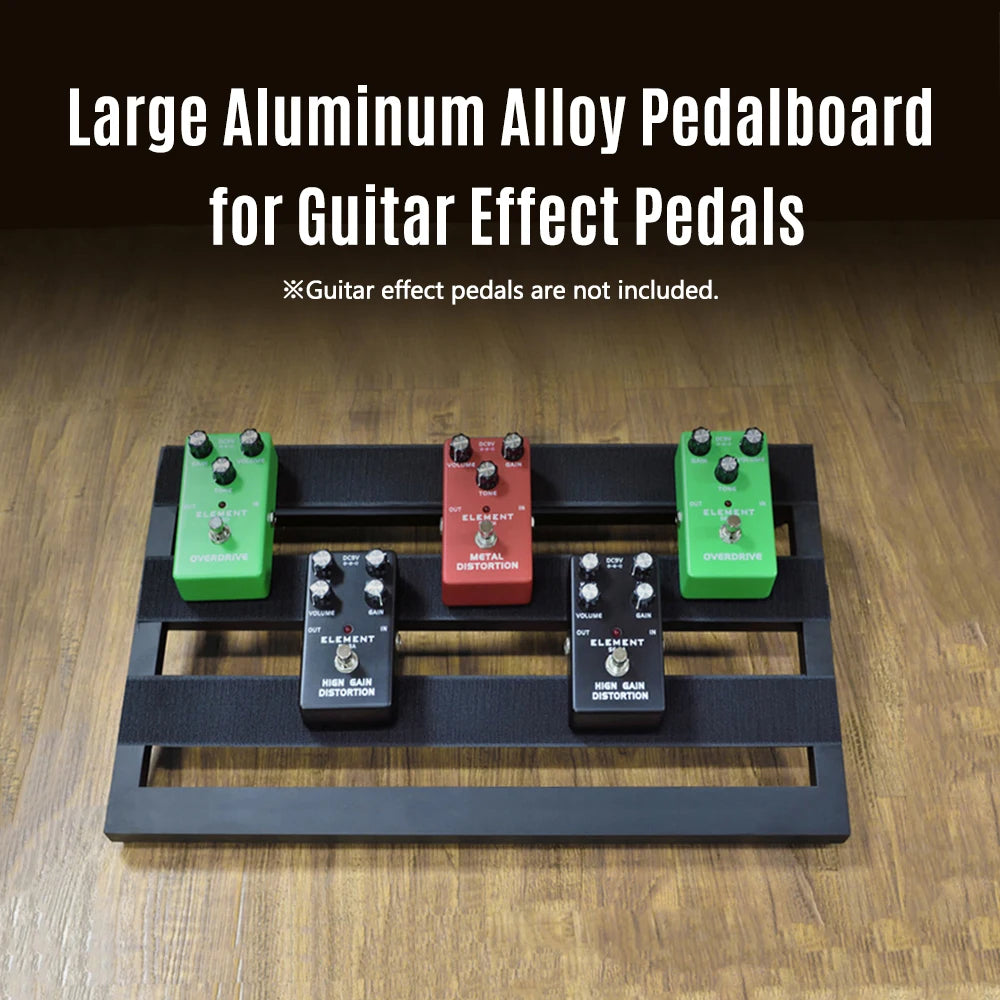 Pedalera de aluminio para pedales de efecto de guitarra, con funda de transporte, cintas y correa, en tamaños S, M y L