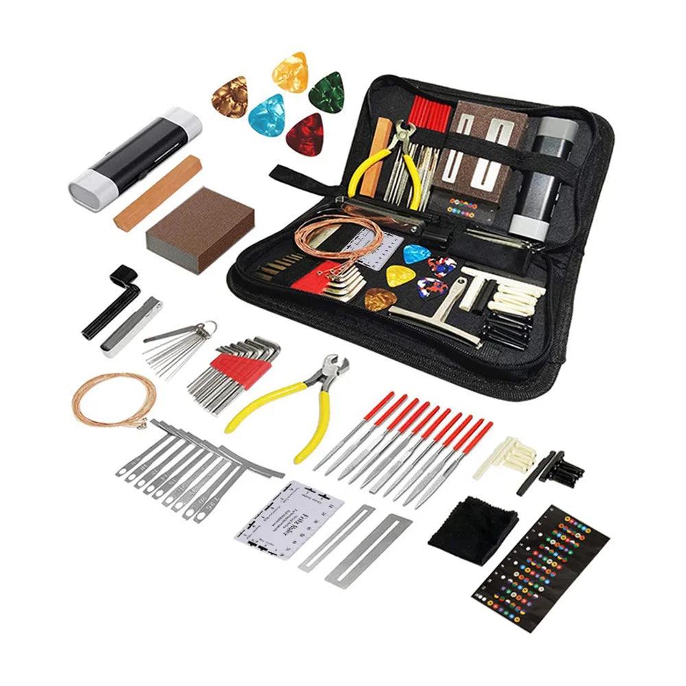 Kit de ajuste y mantenimiento de guitarra de 72 piezas para luthier