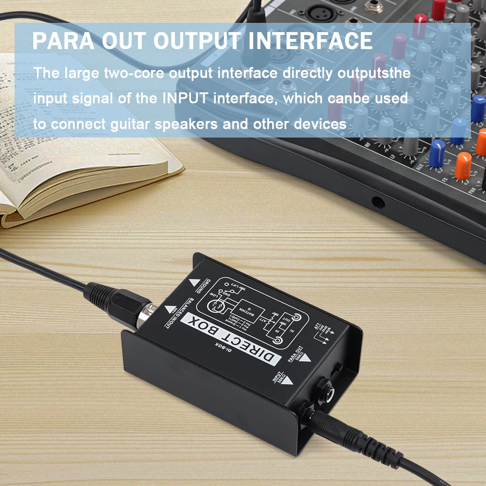 Caja directa DI pasiva genérica, 1 o 2 canales, para guitarra, bajo y teclado, salida XLR balanceada