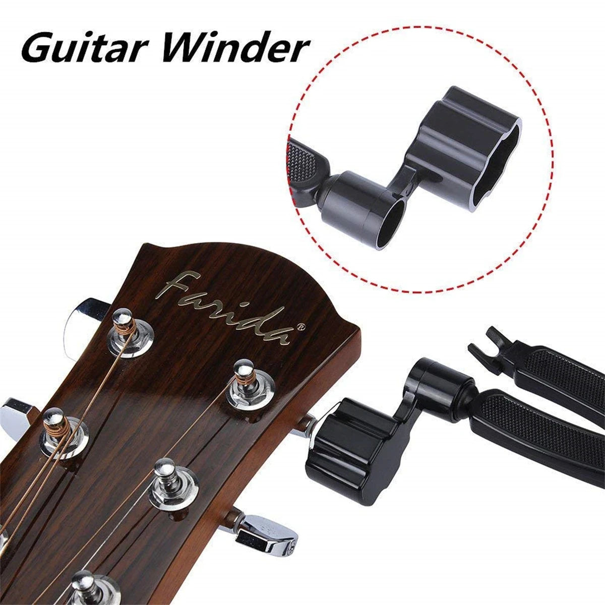 Enrollador de cuerdas 3 en 1 para guitarra, con cortador y extractor de clavijas, varios colores