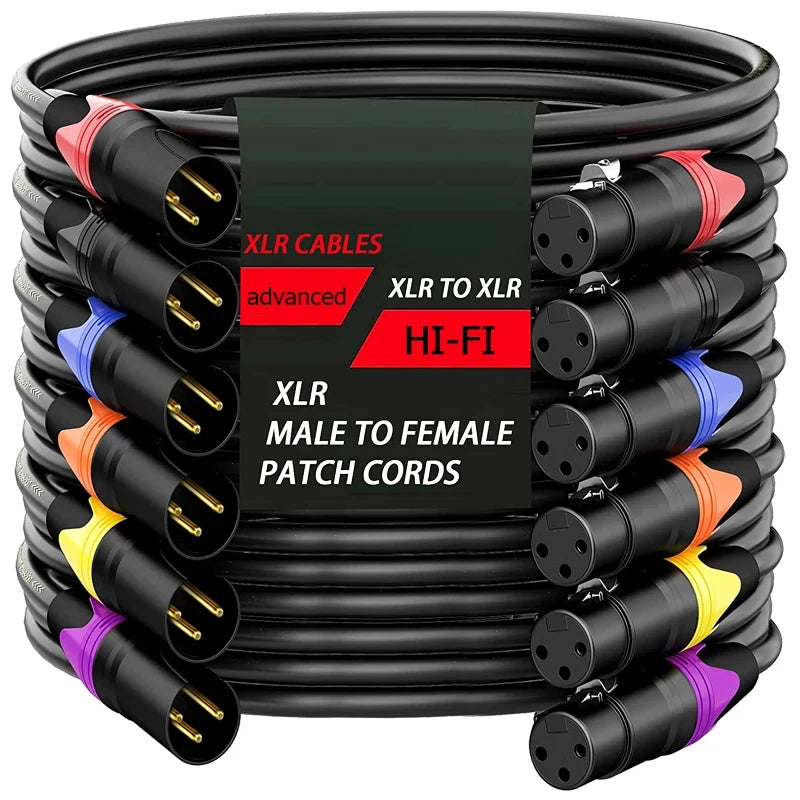 Cable XLR macho a XLR hembra, balanceado, para micrófono, mezclador y parlante, varios colores y largos