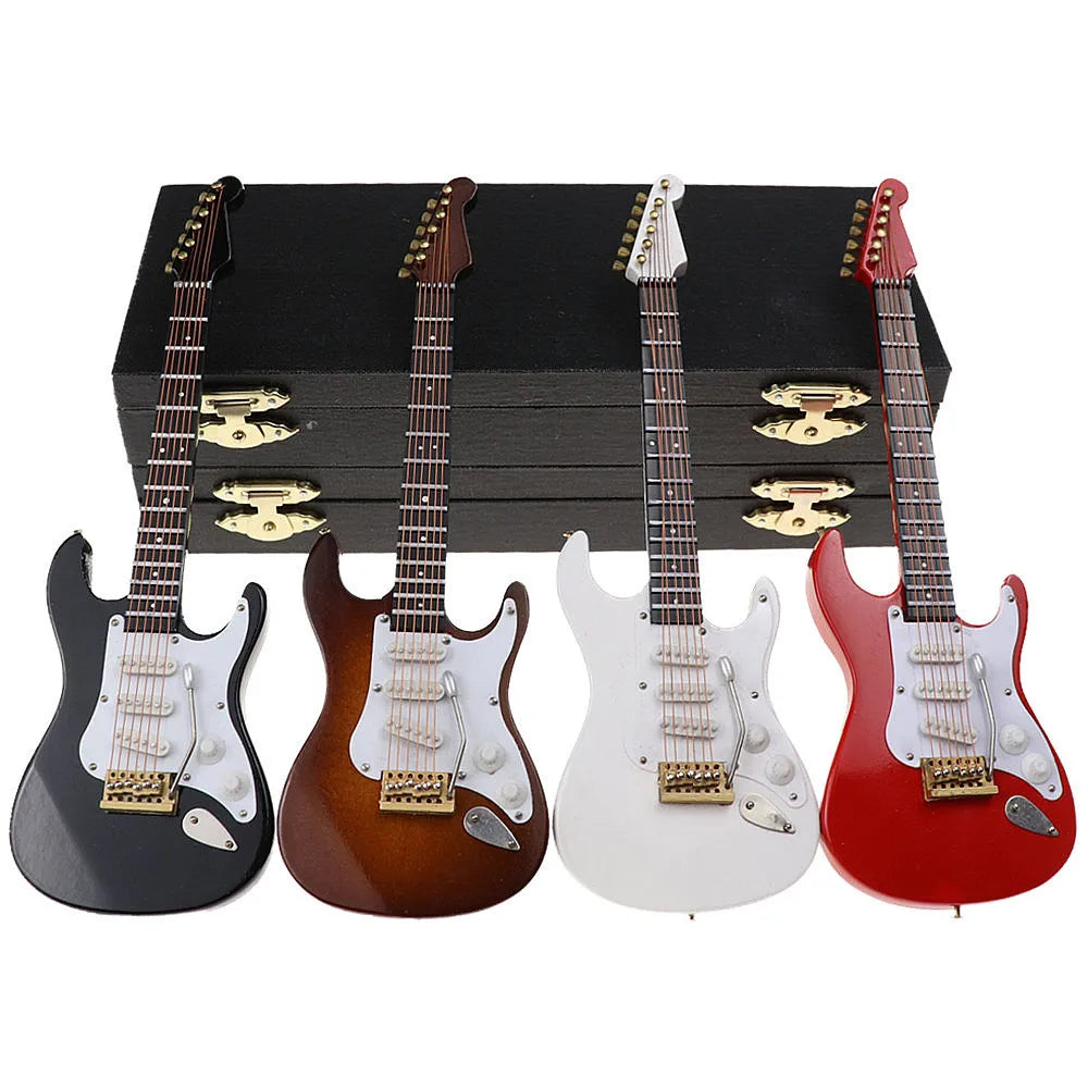 Guitarra eléctrica en miniatura de madera, modelo decorativo de colección, en 10, 14, 18 o 24 cm y en blanco, negro, rojo o marrón