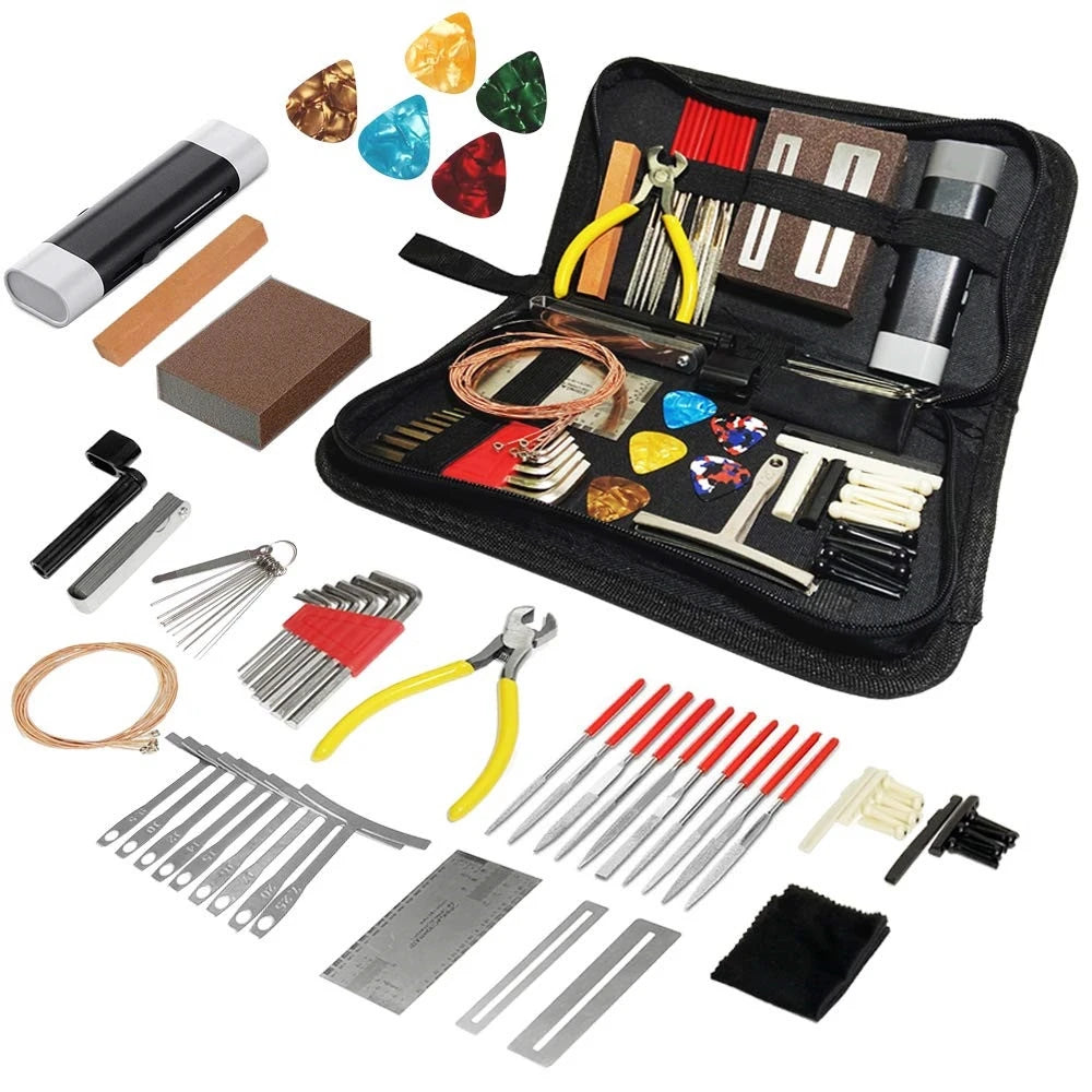 Kit de ajuste y mantenimiento de guitarra de 72 piezas para luthier