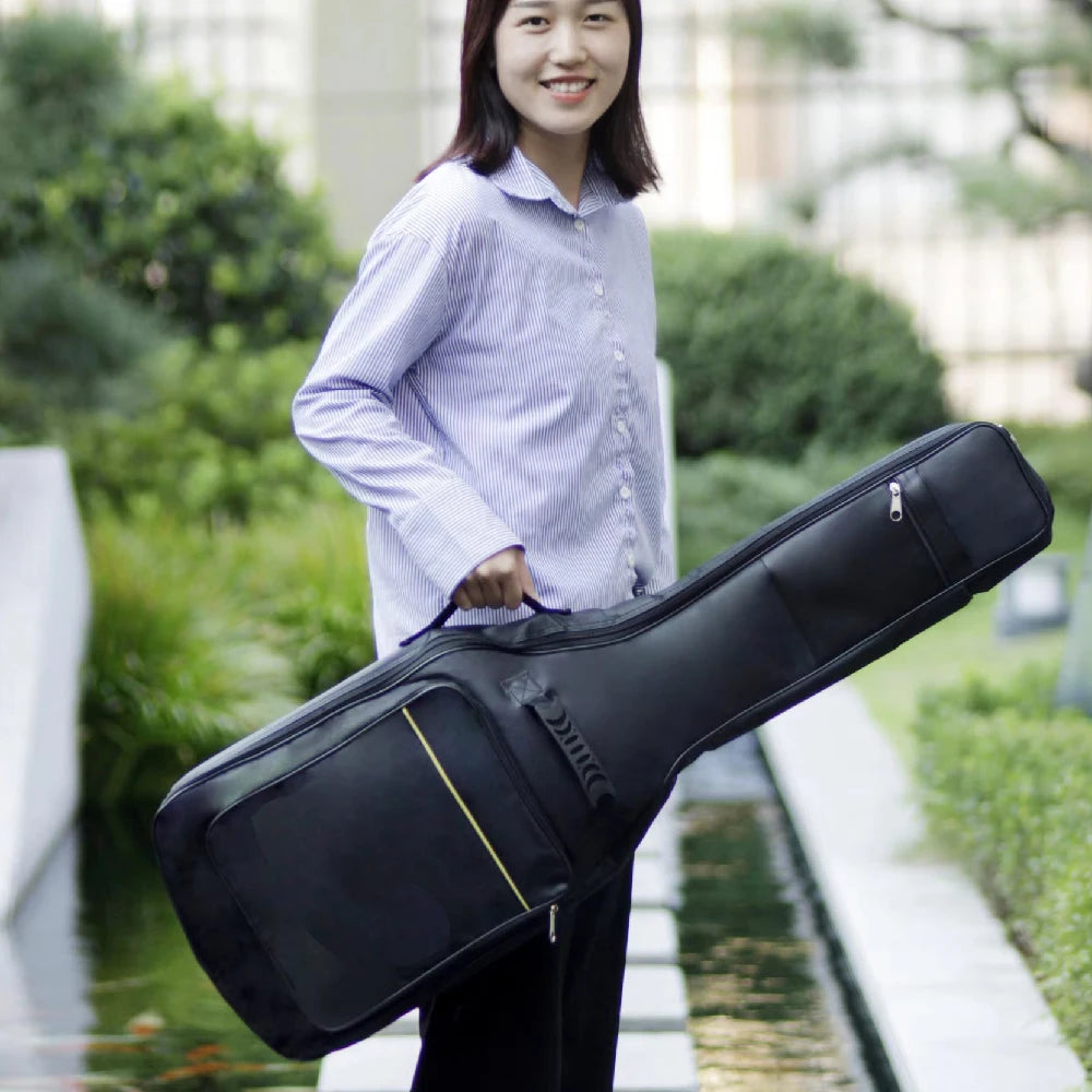 Funda acolchada para guitarra eléctrica, tela Oxford impermeable negra con doble correa