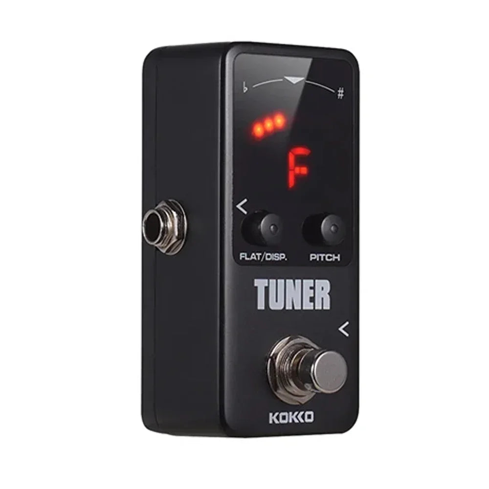 Pedal afinador mini cromático KOKKO Tuner Mini con pantalla LED y true bypass, para guitarra eléctrica y bajo
