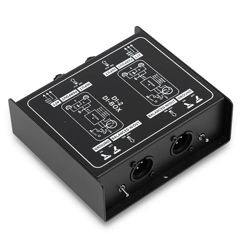 Caja directa DI pasiva genérica, 1 o 2 canales, para guitarra, bajo y teclado, salida XLR balanceada