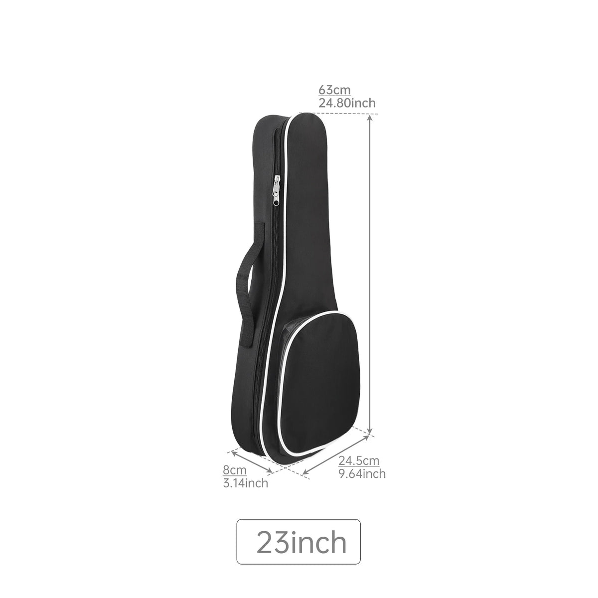Funda acolchada para ukelele 21/23/26 pulgadas, tela Oxford impermeable negra con bolsillo
