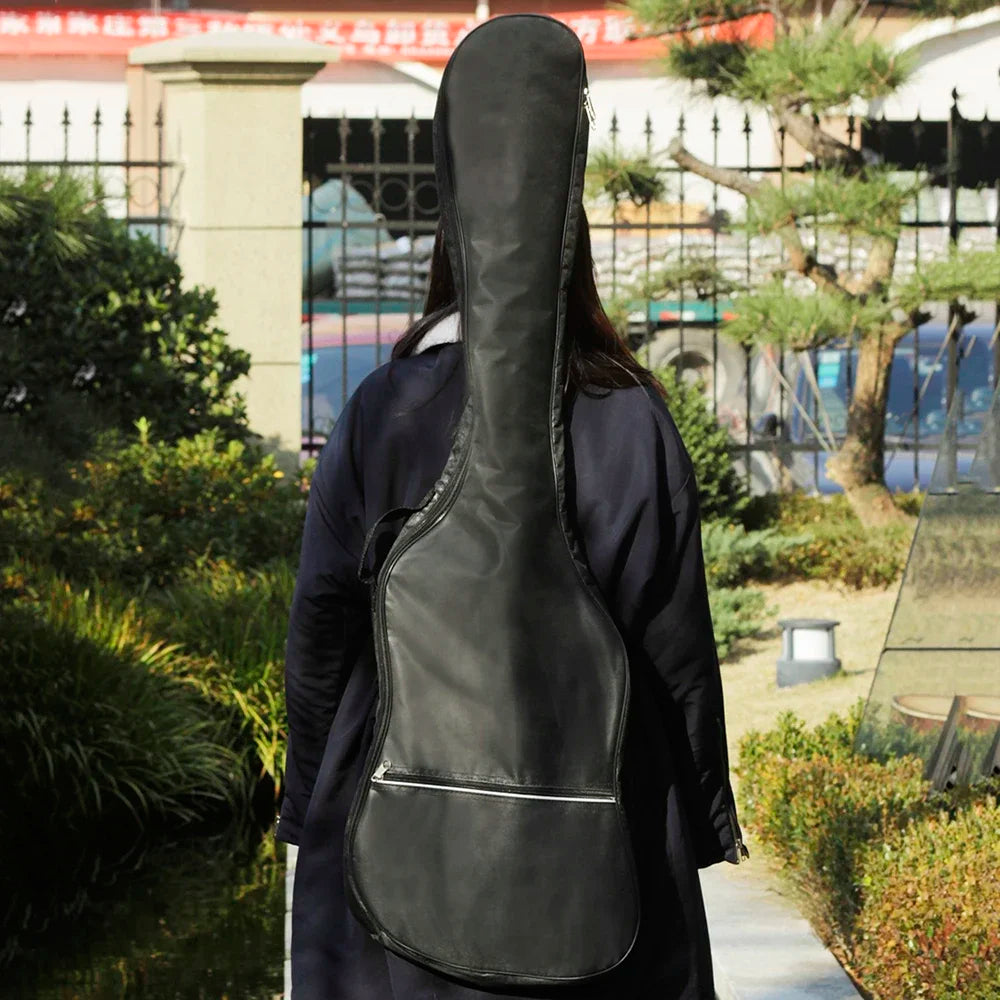 Funda acolchada para bajo eléctrico, tela Oxford impermeable negra con doble correa
