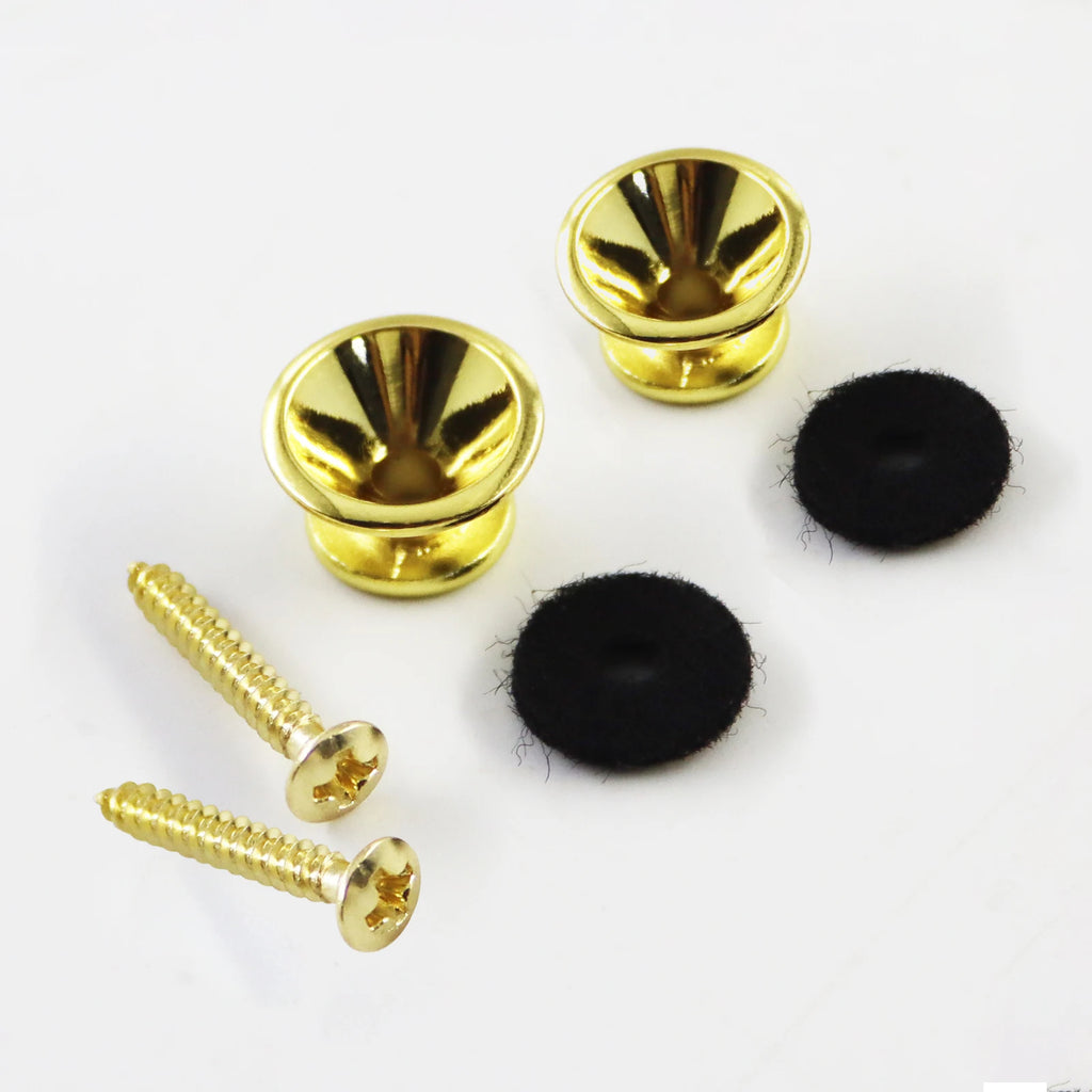 Botones de correa para guitarra en aleación, con tornillos y almohadillas de fieltro, en cromado, negro o dorado